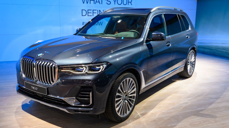 The new BMW X7 full-size luxury SUV on display at Brussels Expo