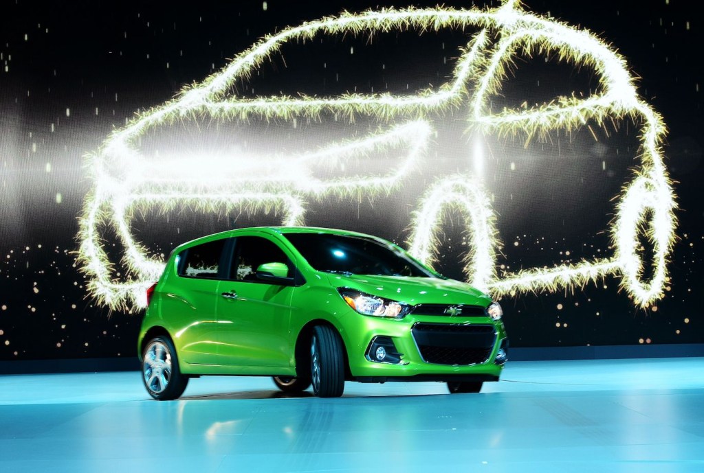 The 2016 Chevrolet Spark is presented during the press preview of the 2015 New York International Auto Show