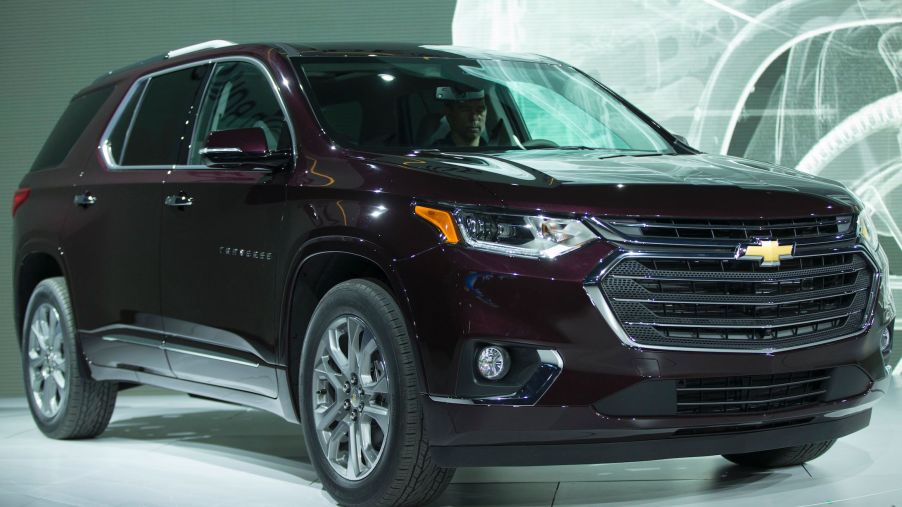 The Chevrolet Traverse – sibling to the Tahoe and Suburban – on display at the North American International Auto Show