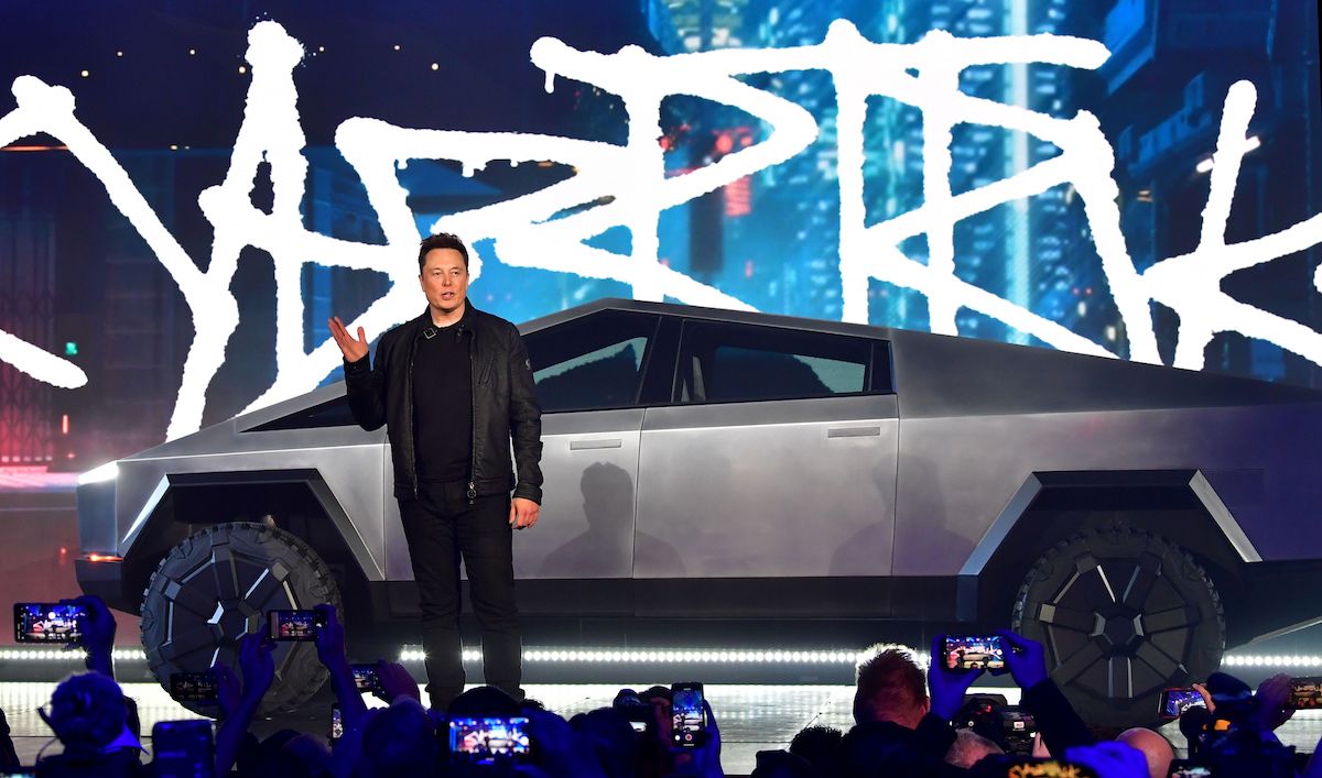 Elon Musk introducing Cybertruck