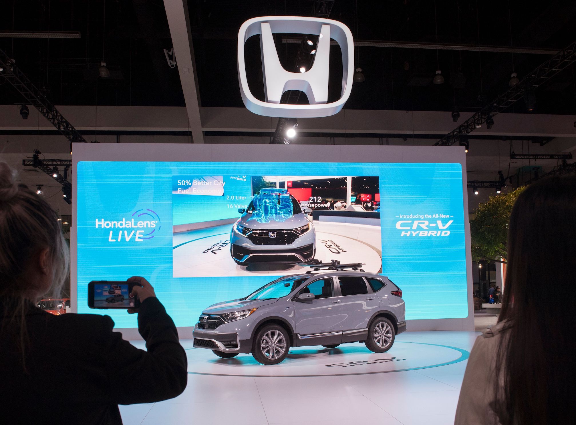 The 2020 Honda CR-V Hybrid that has been named the 2020 Green SUV of the Year, at the 2019 Los Angeles Auto Show