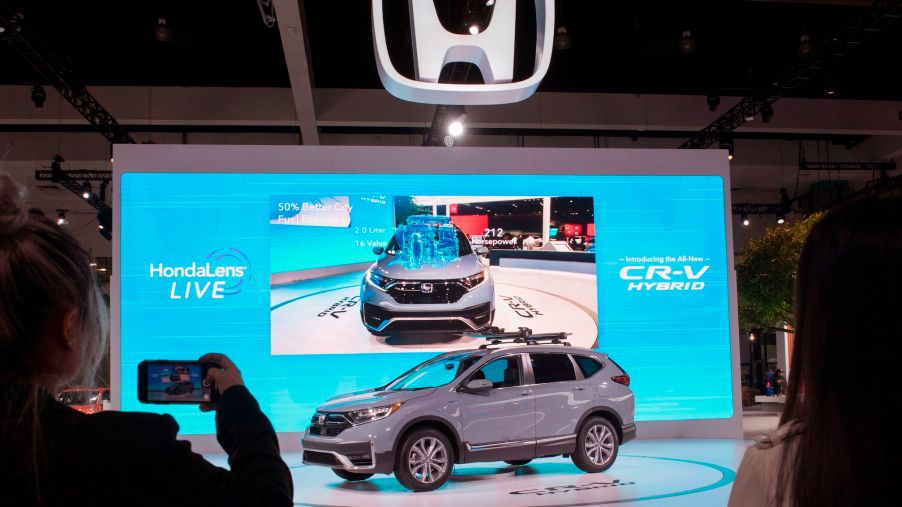 The 2020 Honda CR-V Hybrid that has been named the 2020 Green SUV of the Year, at the 2019 Los Angeles Auto Show