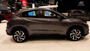 A gray 2019 Honda HR-V – a competitor to the Toyota C-HR – on display at the 111th Annual Chicago Auto Show