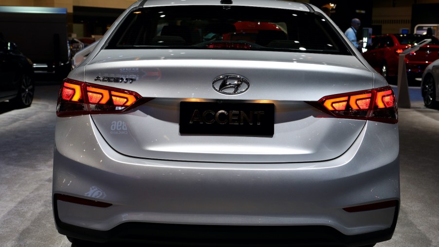 The 2019 Hyundai Accent, a competitor of the Ford Fiesta, is on display at the 111th Annual Chicago Auto Show