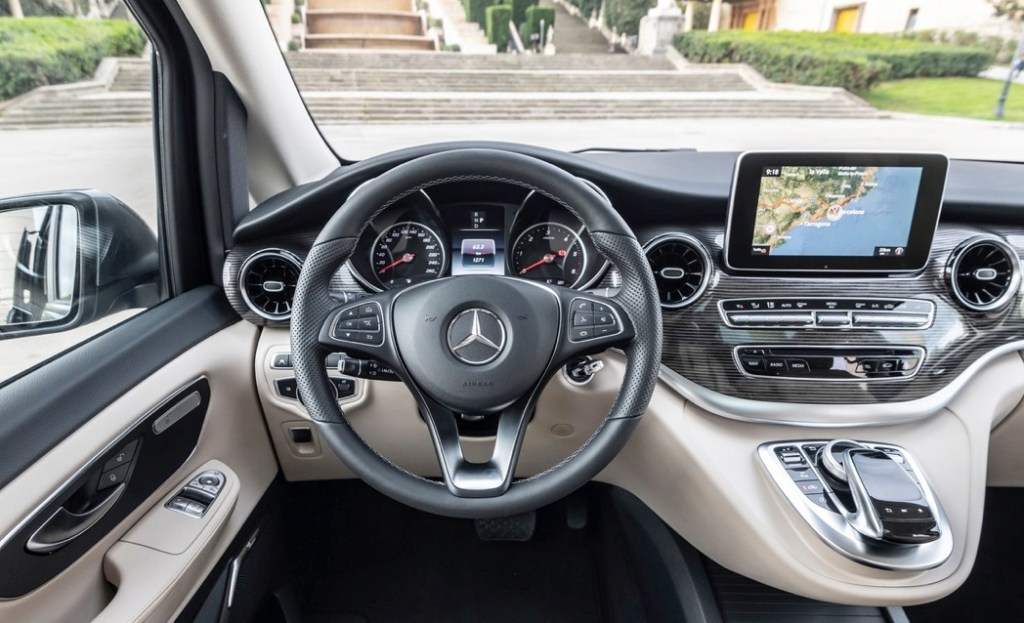 luxurious dash view of the Mercedes-benz v-class minivan