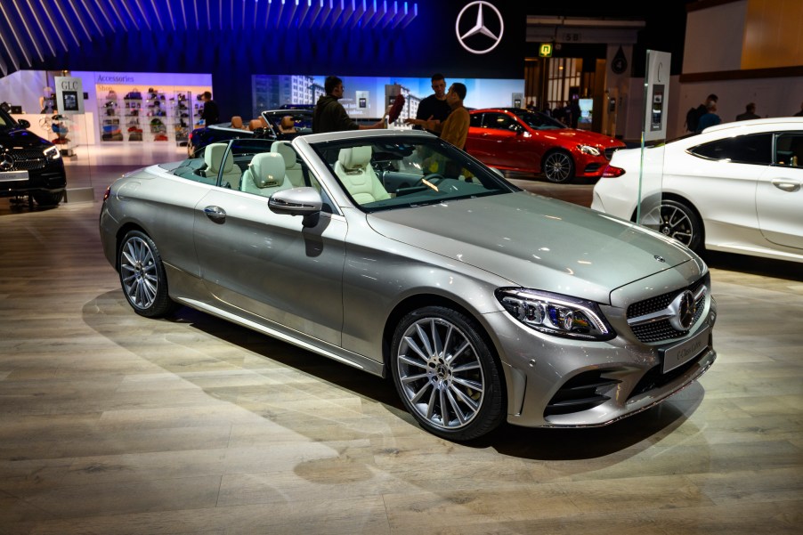 Mercedes-Benz C-Class Cabrio convertible luxury car on display at Brussels Expo