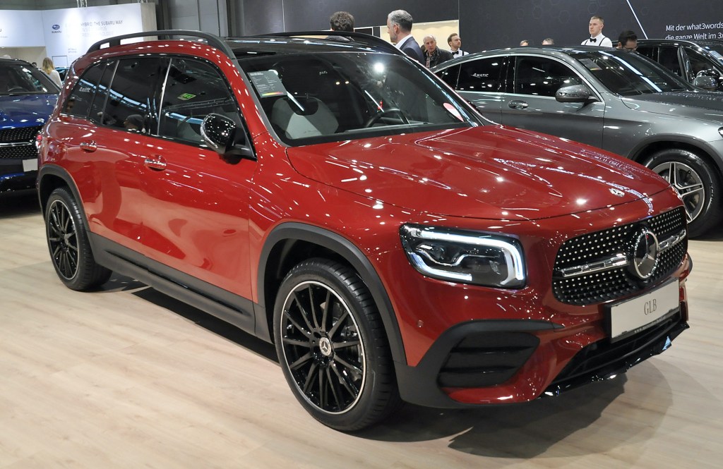 A new Mercedes GLB is seen during the Vienna Car Show press preview at Messe Wien