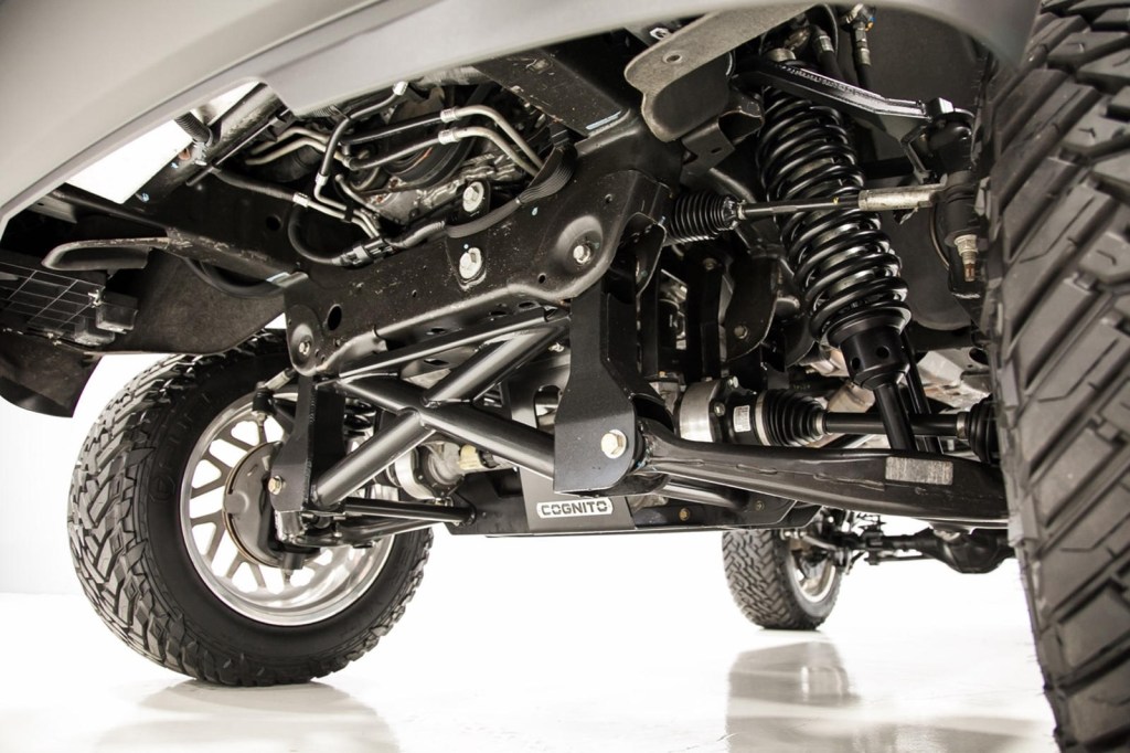 suspension view of black lifted 2017 Cadillac Escalade