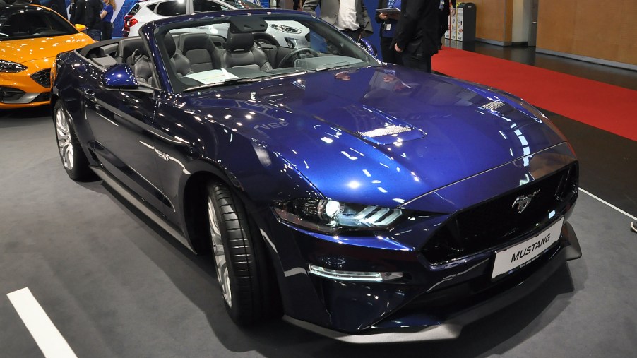 A Ford Mustang is seen during the Vienna Car Show press preview at Messe Wien