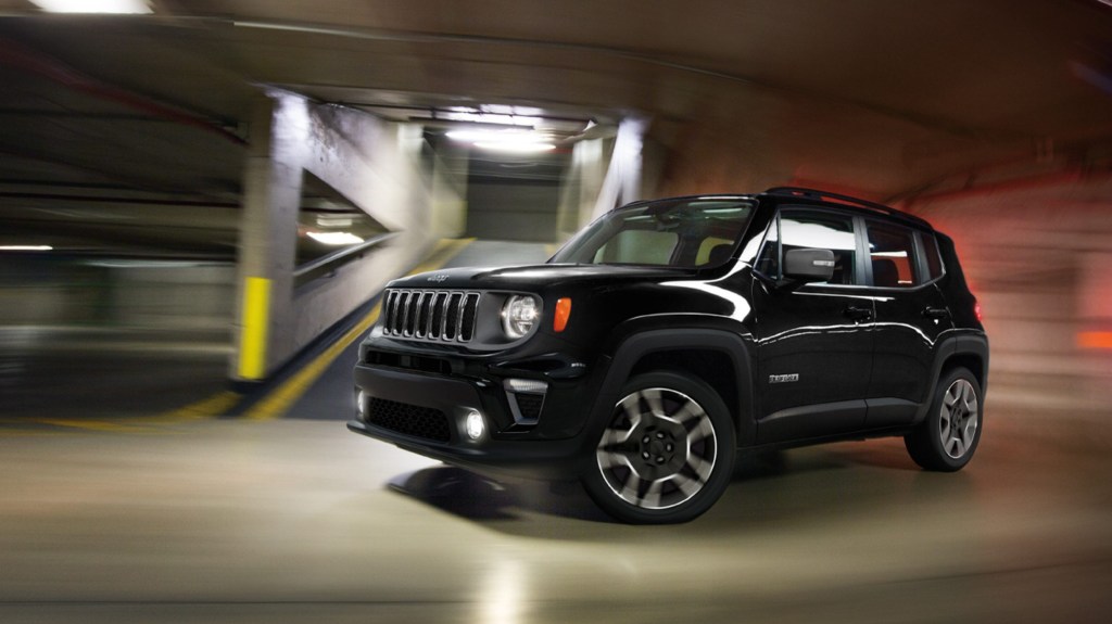 2020 Jeep Renegade driving through parking garage