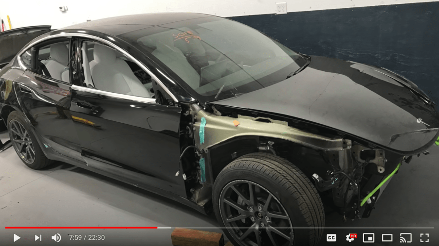 wrecked Tesla Model 3