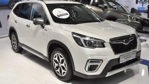 A Subaru Forester on display at an auto show
