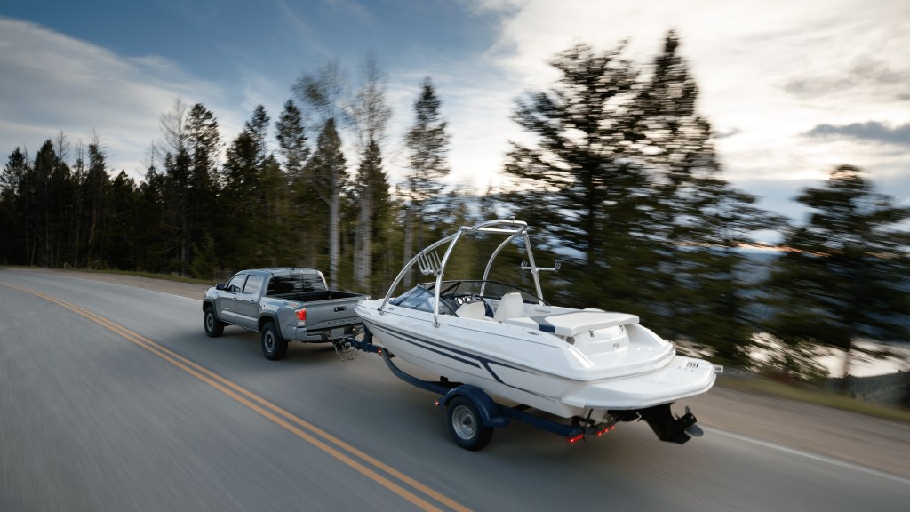 2020 Toyota Tacoma towing a boat