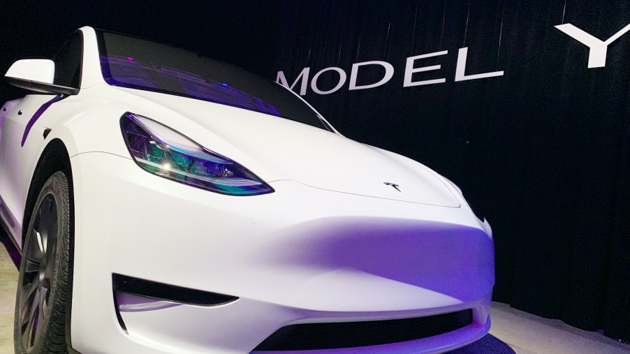 The new Tesla Model Y is introduced. Tesla has expanded its model range to include an SUV
