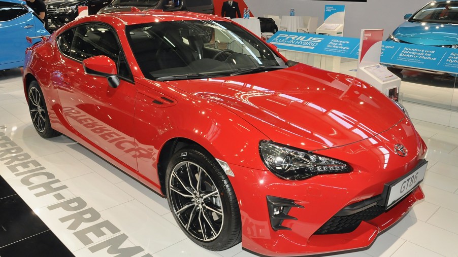 This Toyota GT 86 is displayed during the Vienna Autoshow, as part of Vienna Holiday Fair
