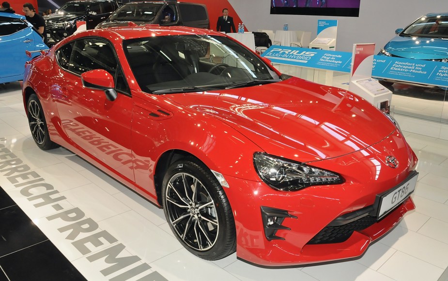 This Toyota GT 86 is displayed during the Vienna Autoshow, as part of Vienna Holiday Fair