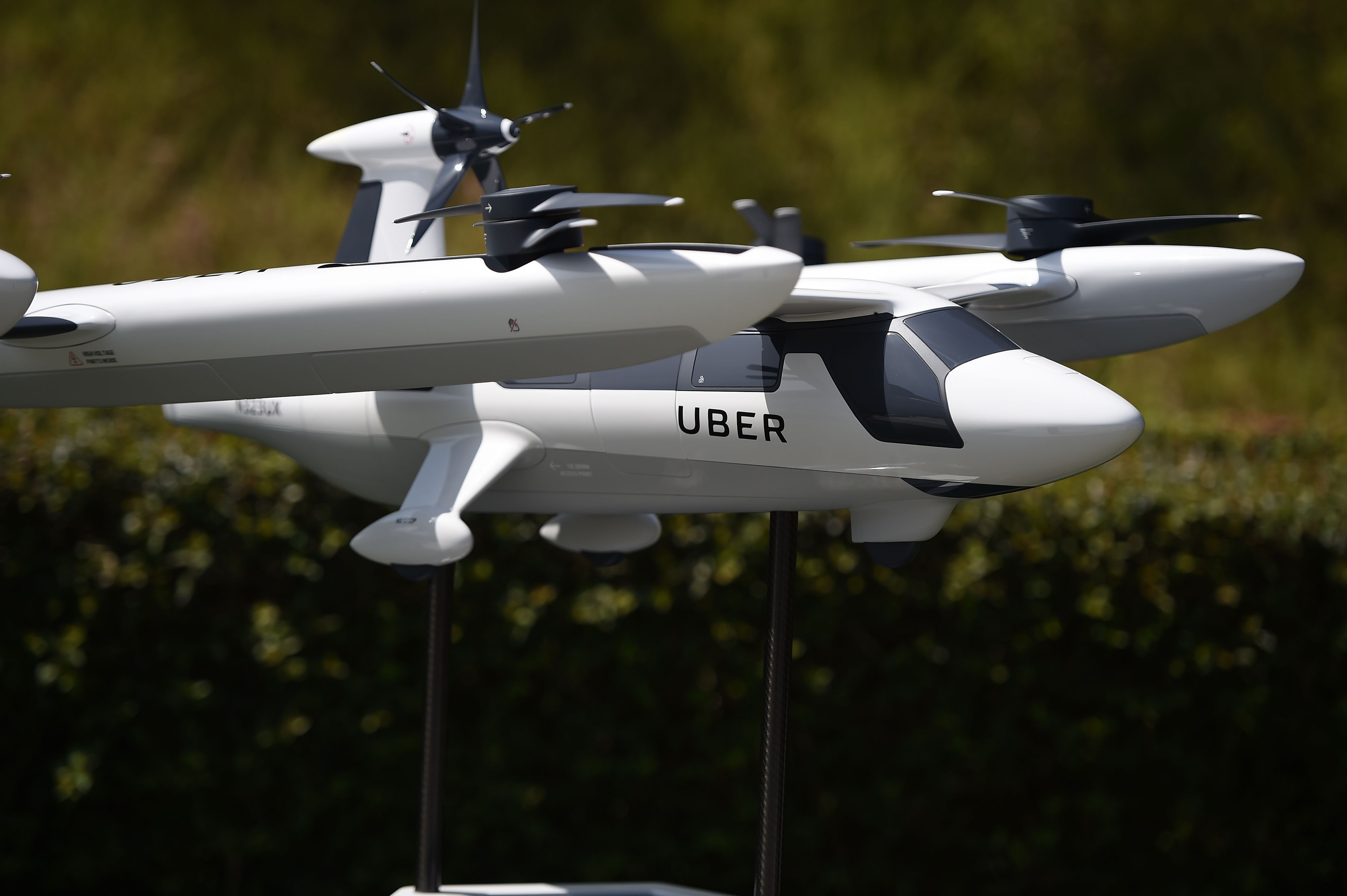 An Uber Air Taxi prototype on display