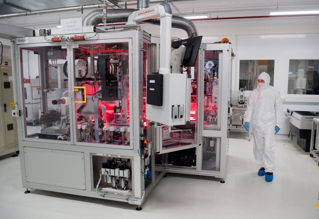 Volkswagen's clean room for producing electric car battery cells