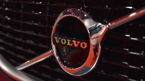 A Volvo logo radiator badge shines with built in camera
