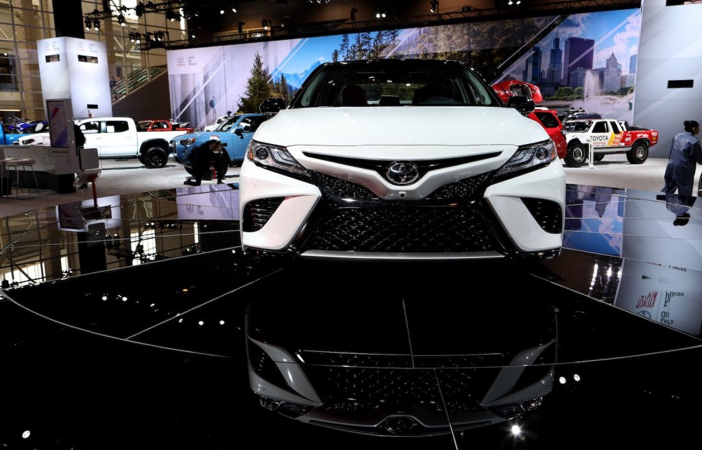 The white precursor to the 2020 Avalon on display at the 110th Annual Chicago Auto Show