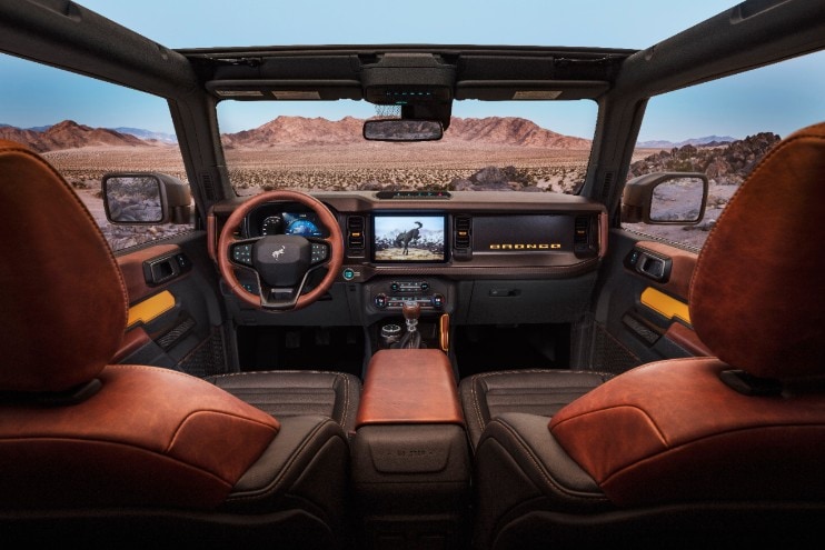 2021 Ford Bronco interior view out to the desert