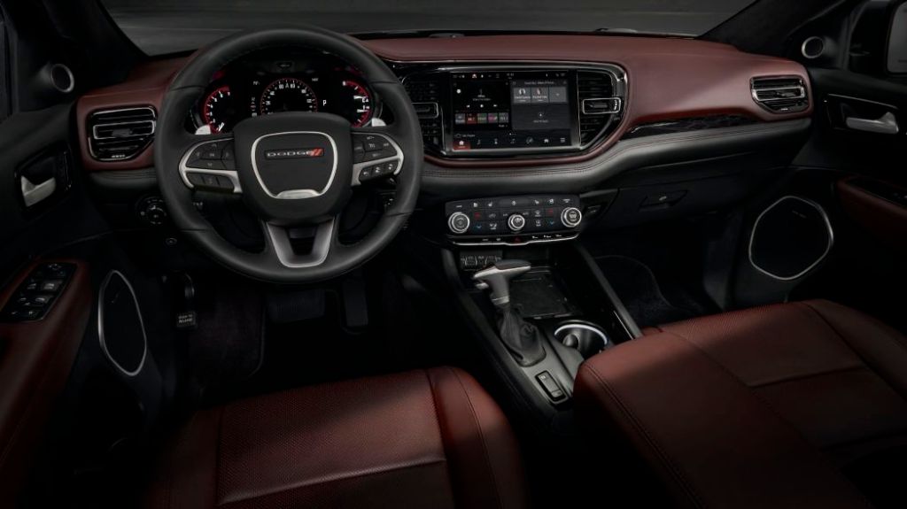 2021 Dodge Durango Citadel Interior (Ebony Red): The new interior feels wider and features a redesigned driver-centric cockpit, instrument panel, center console and front door uppers.