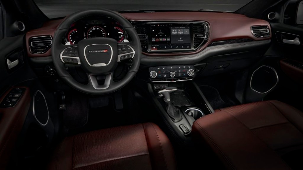 2021 Dodge Durango Citadel Interior (Ebony Red): The new interior feels wider and features a redesigned driver-centric cockpit, instrument panel, center console and front door uppers.