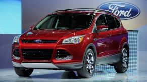 A 2011 Ford Escape SUV on display at an auto show
