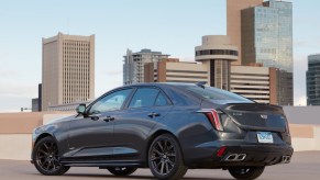 2020 Cadillac CT4-V parked with a cityscape