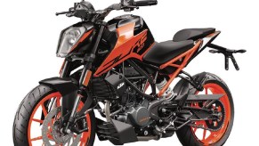 A black-and-orange 2020 KTM 200 Duke