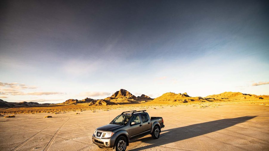 2020 Nissan Frontier driving through the desert