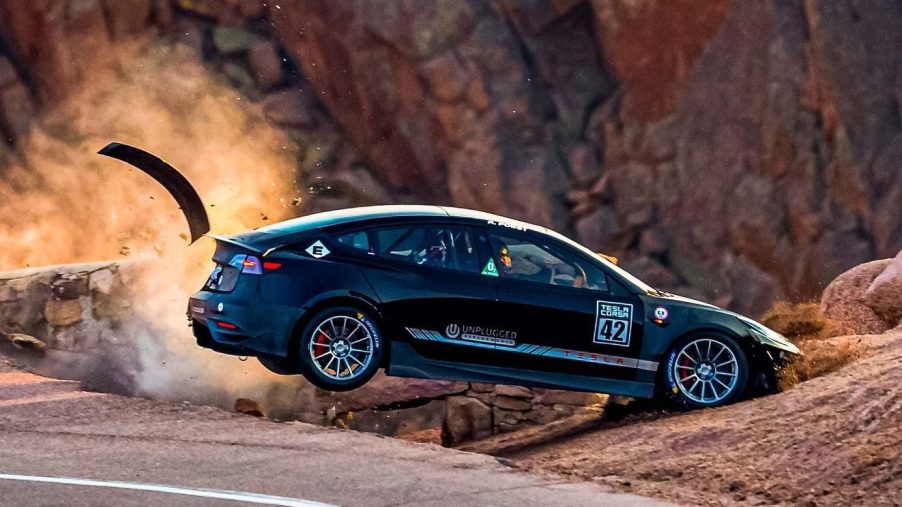 Randy Pobst crashing into stone wall at 2020 Pikes Peak | Unplugged