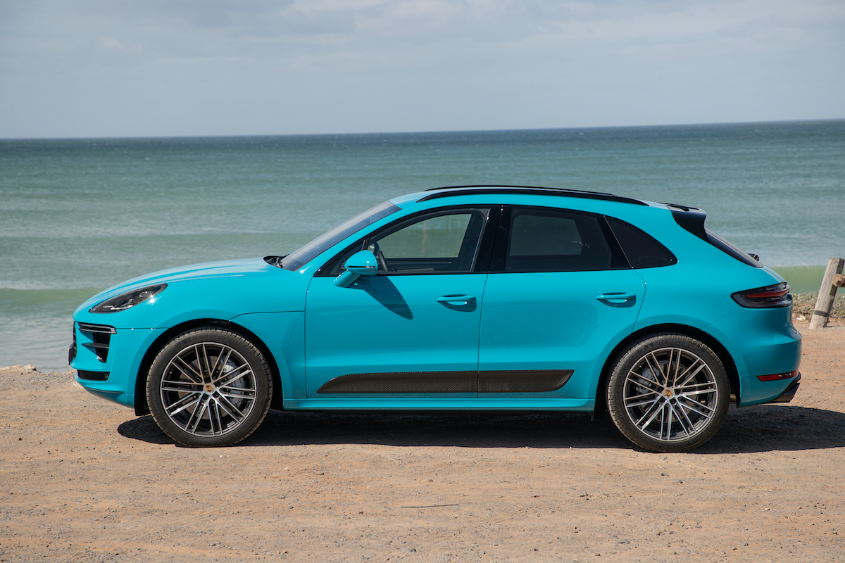 2020 Porsche Macan Turbo at the beach shore