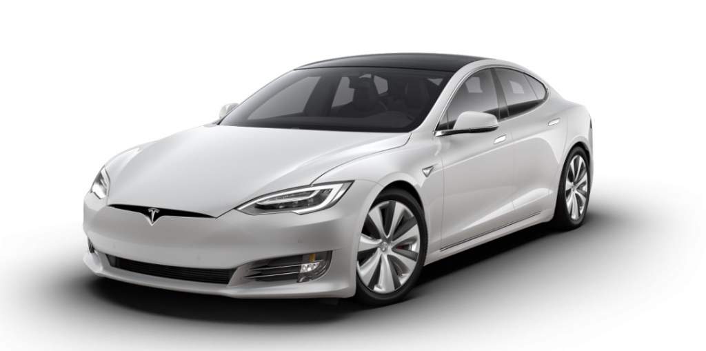 A white 2020 Tesla Model S Performance