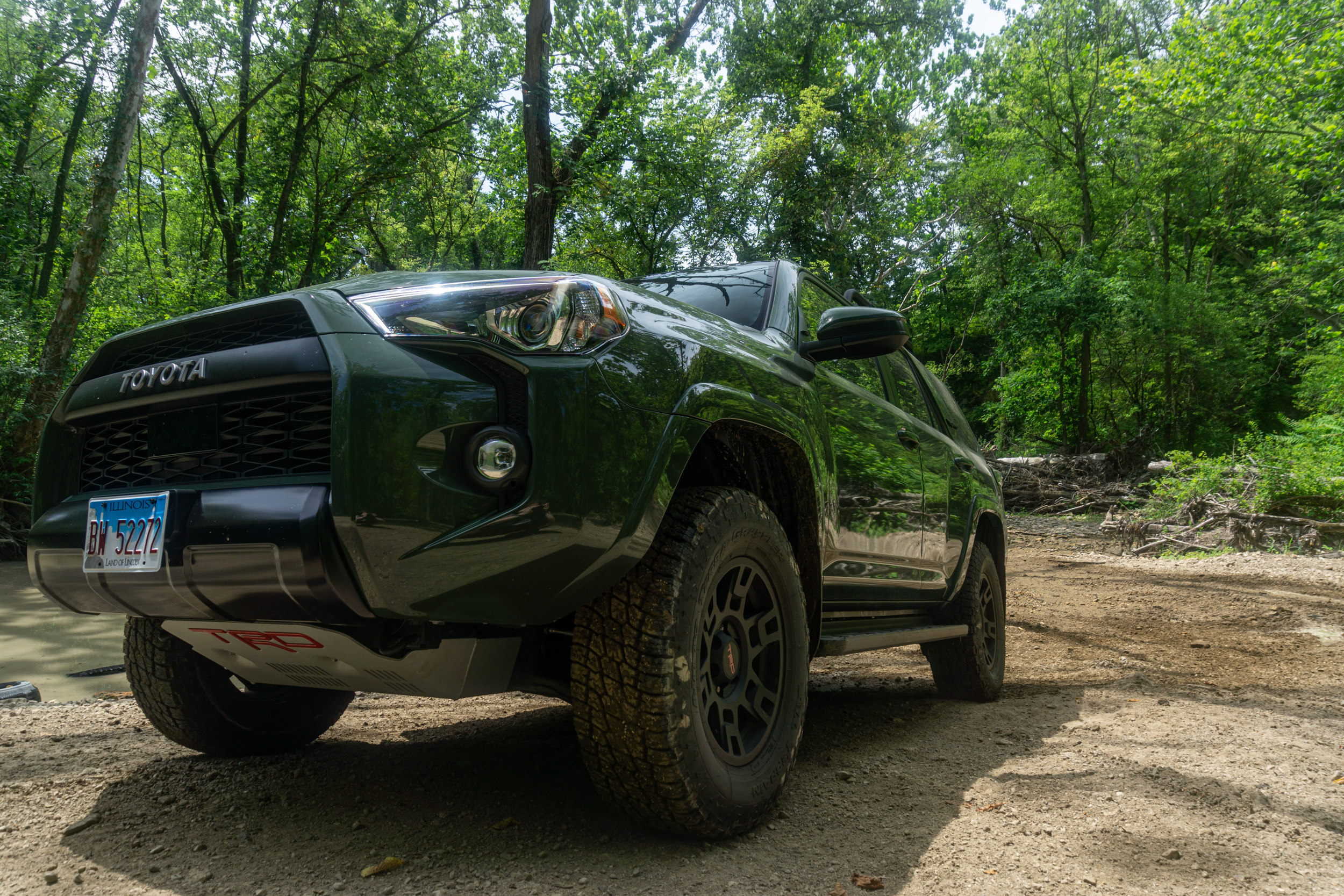 A green 2020 Toyota 4Runner TRD Pro in the forest