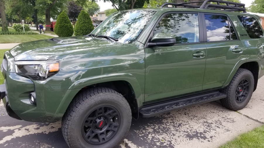 The side view of a green 2020 Toyota 4Runner TRD Pro