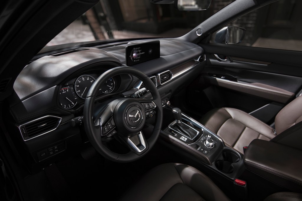 The inside of the 2021 CX-5 offers a bold color scheme.