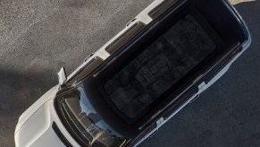 An overhead view of the 2022 Jeep Grand Wagoneer's tinted glass roof