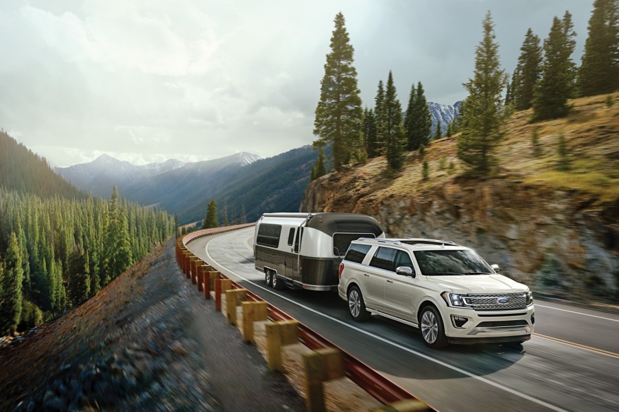 Ford Expedition towing a camper trailer