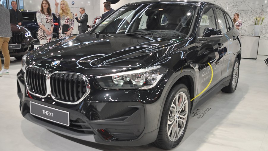 A BMW X1 is seen during the Vienna Car Show press preview at Messe Wien, as part of Vienna Holiday Fair