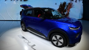 The Korean automaker Kia is displayed Soul electric car during the second press day of the 89th Geneva International Motor Show. The Kia Soul is a competitor of the Honda HR-V