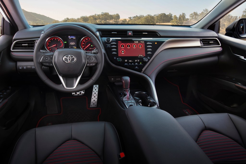 red accented Toyota Camry TRD interior