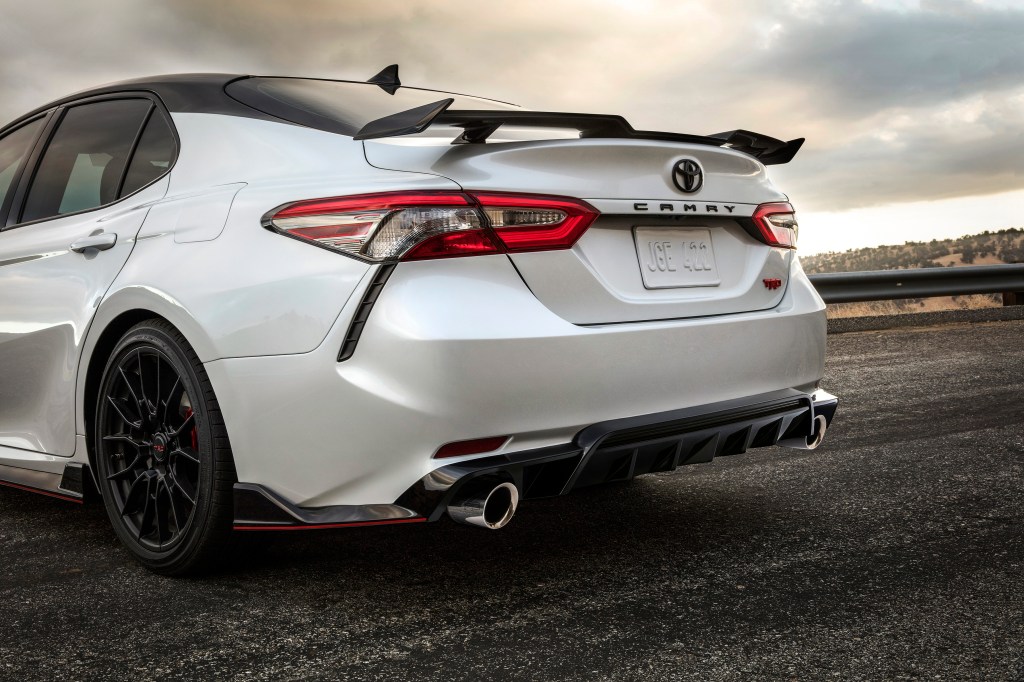 the exhaust and spoiler on the Camry TRD 