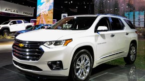 Chevrolet Traverse, rival to the Nissan Pathfinder, seen at the New York International Auto Show