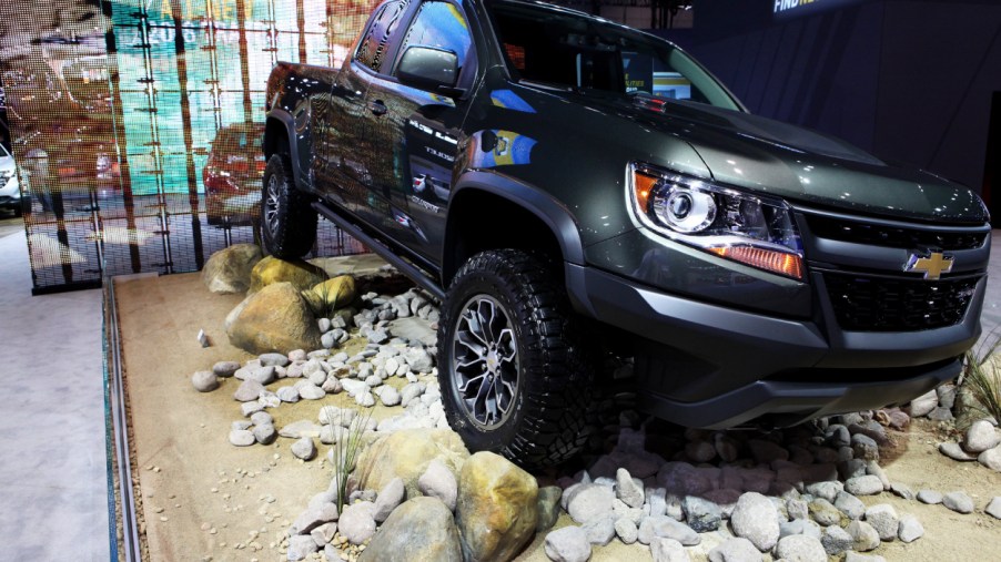 A Chevy Colorado on display at an auto show