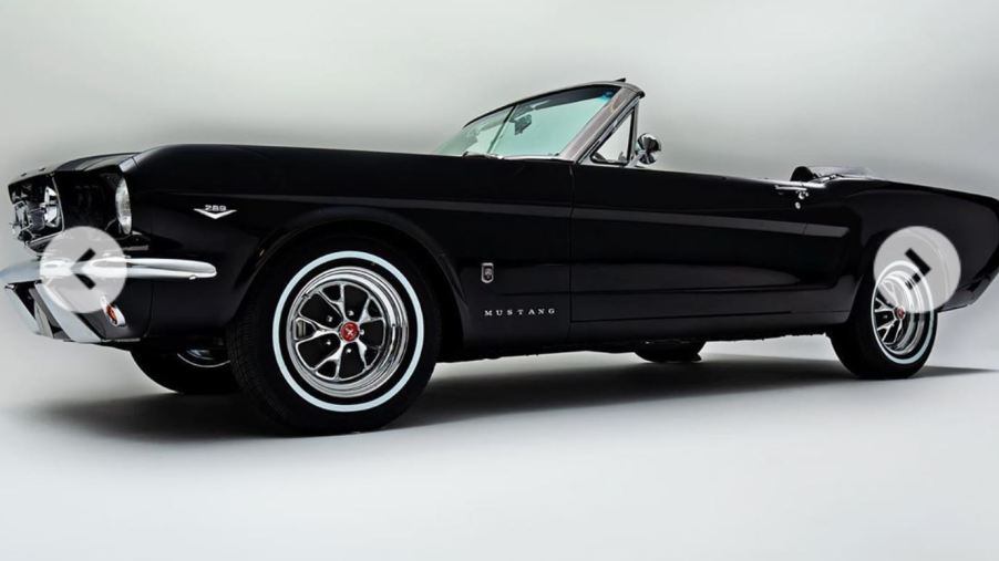 The restored black 1965 Mustang Convertible for Jason Mamoa and Lisa Bonet.