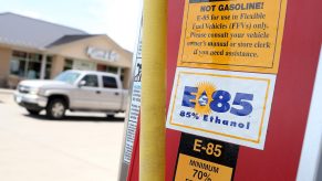 A fuel pump displaying the level of ethanol in the gas