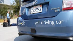A closeup view of Google's self-driving car