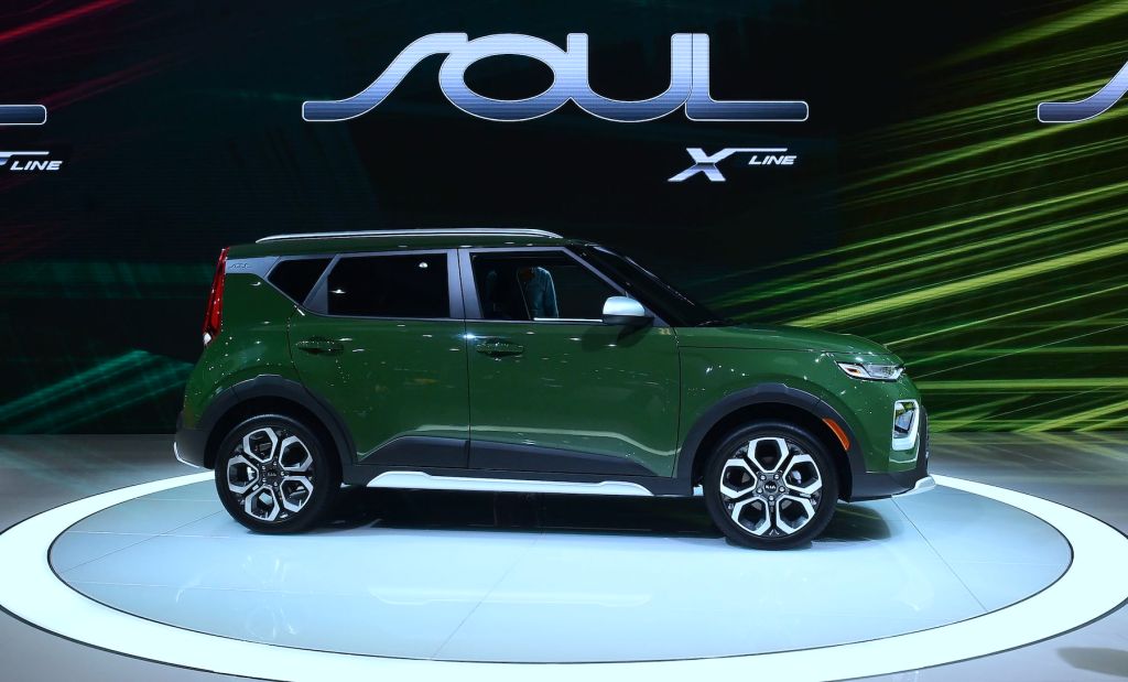 The Kia Soul X-Line on display in Los Angeles, California. The Soul is part of a Kia lineup that includes other popular models like the Telluride and K5
