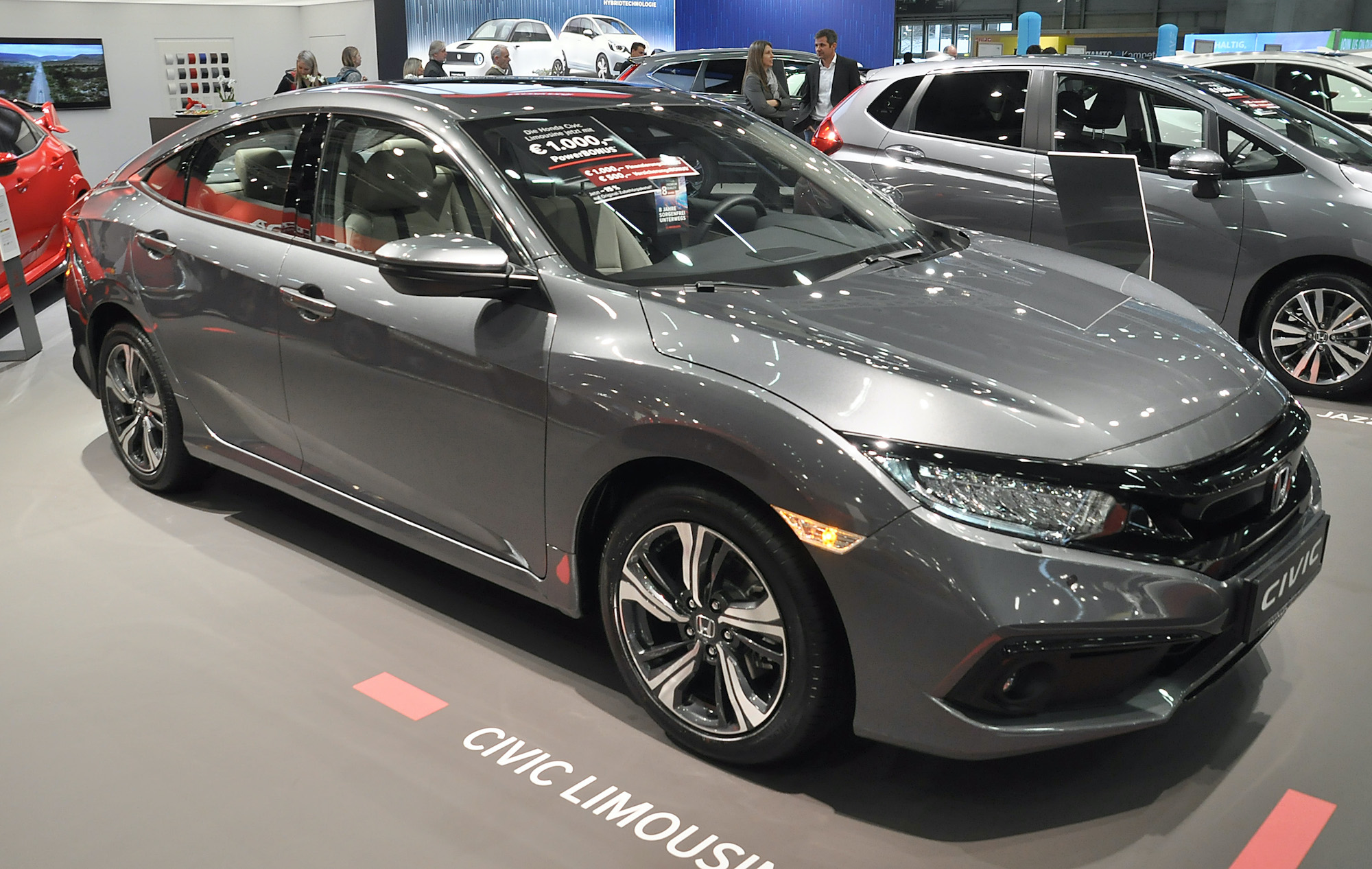 A non-luxury car, the Honda Civic Limousine, is seen during the Vienna Car Show press preview at Messe Wien